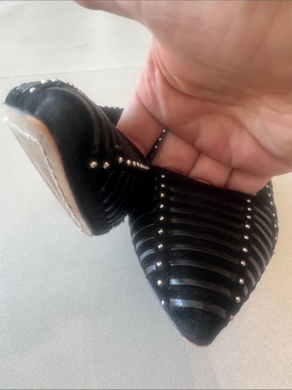 Vince Camuto Black Studded Pointed-Toe Heels - Picture 6 of 13